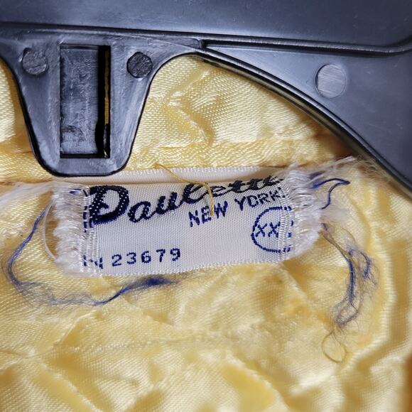 Vintage 50s Paulette of New York Yellow Satin-y Quilted Coat, XXL - Picture 7 of 10